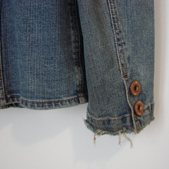 Vintage Y2K Levi's Denim Jean Blazer Jacket Distressed Grunge Size Large 12 / 14 - Picture 13 of 14